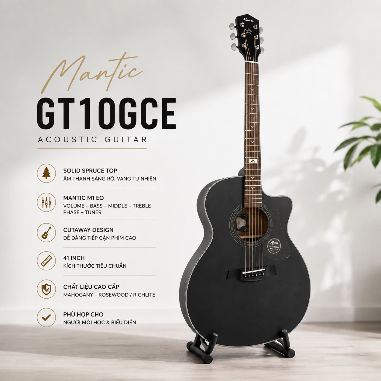 ĐÀN GUITAR ACOUSTIC MANTIC GT10GCE 
